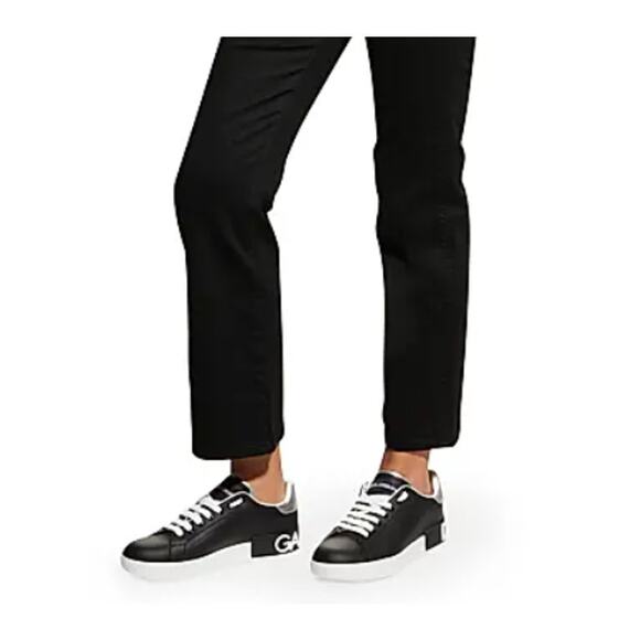 NWT Dolce&Gabbana Portofino Black Leather Sneakers - Size 37.5 EU - Picture 9 of 10